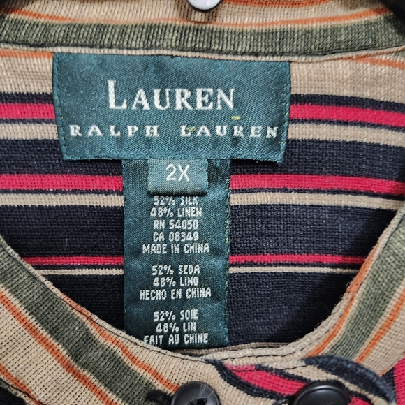 Lauren Ralph Lauren women's button up shirt size 2X silk and linen blend… - Picture 3 of 9